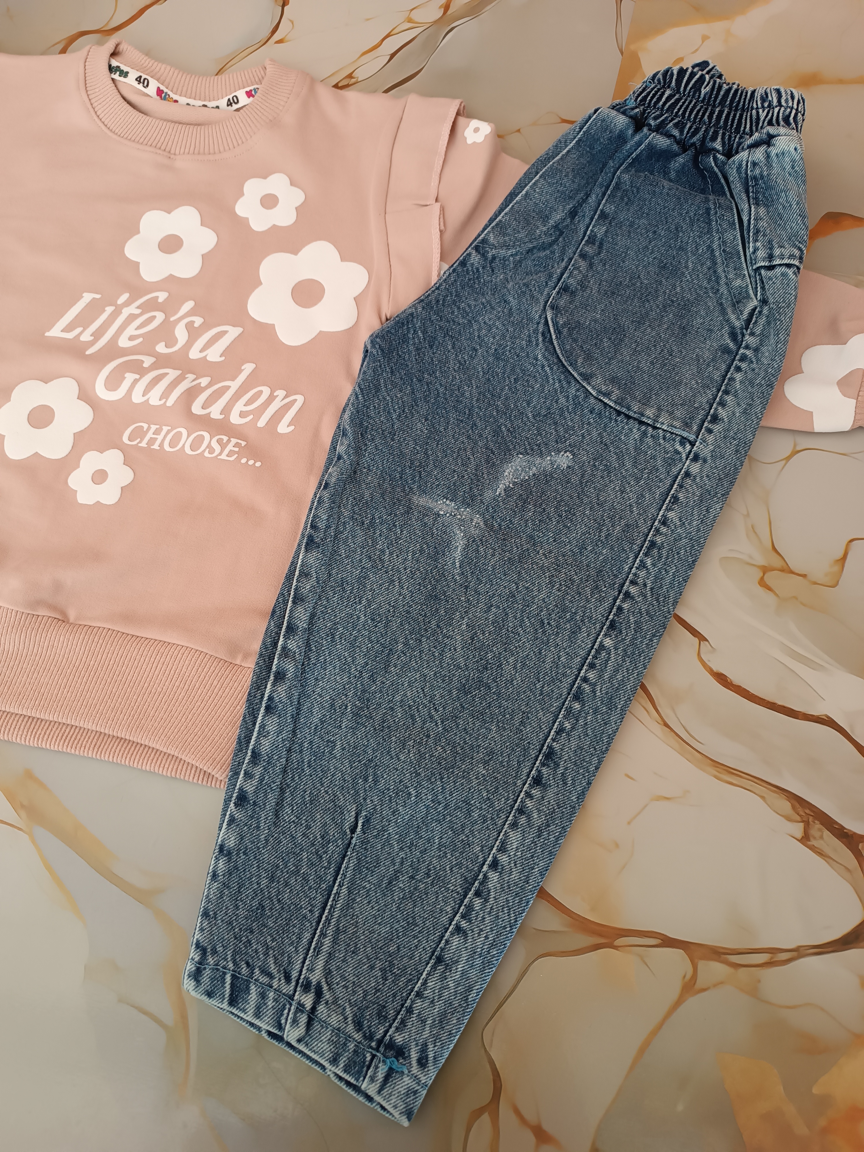 ست بلوزشلوار دخترانه پنبه لی