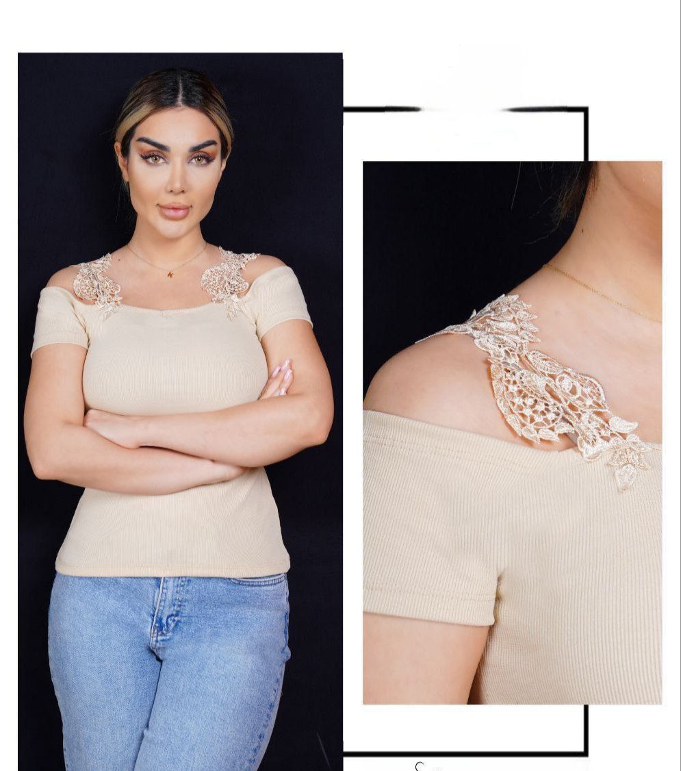 تیشرت سرشانه دانتل فاینریپ پنبه